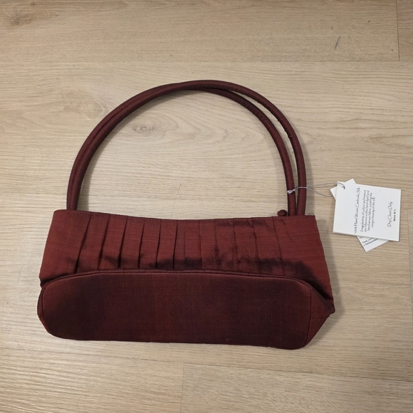 NEW Tabitha Dark Red 100% Hand Woven Cambodia Silk Y2K Mini Purse Handbag - Picture 2 of 8